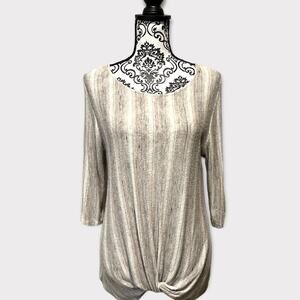 W5 Striped 3/4 sleeve Roll Knot Sweater size L